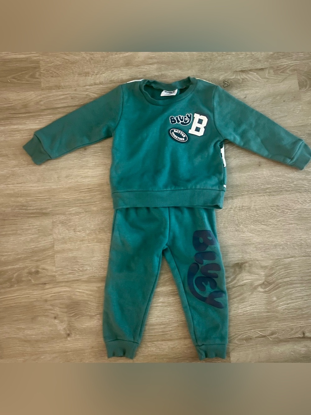 Bluey Toddler Fleece Tracksuit Set 2pc Sweatshirt Joggers Green 18M